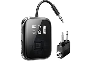 YFYYF Bluetooth 5.4 Transmitter Receiver, Low-Latency for Gaming/TV/PC/Gym,2-in-1 Dual Mode for 2 Devices,Ideal for Airplane Travel, aptX Adaptive HD Audio, Wear-Resistant Ultra-Ceramic