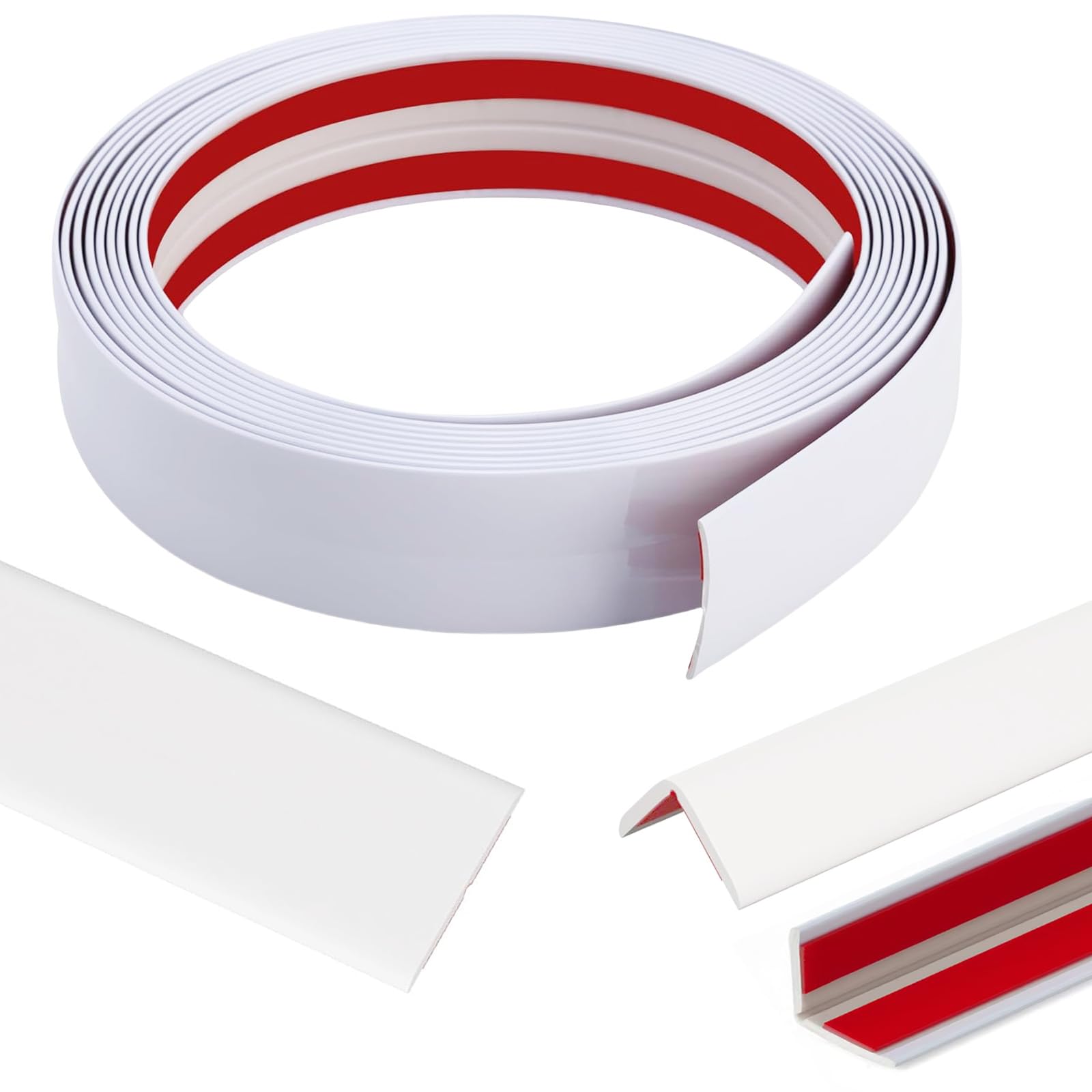 Photo 1 of 22 Feet Flexible Inside & Outside Corner Trim Molding, Peel and Stick Molding Trim for Walls, Corner Trim molding, Wall Corner Protector (White, Width 2.4 in)