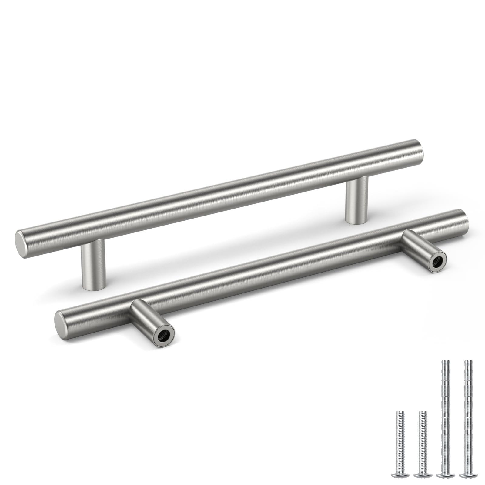 LS201BSS T Kitchen Cupboard Door Pull Handles Hollow Stainless Steel Furniture Handles Railing Handle with Screws Pack of 15