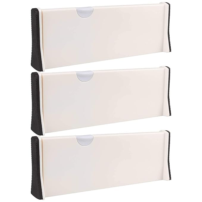3 x ausziehbare Schubladenteiler, A+, ausgewählte verstellbare tiefe Schubladen-Organizer-Set, geeignet für Küche, Badezimmer