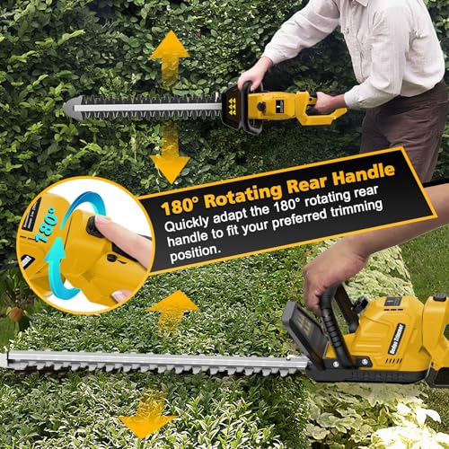 Hedge Trimmer Cordless Compatible with DEWALT 20V MAX Battery, 20-Inch Cordless Hedge Trimmer, Electric Brushless Bush Shrub Trimmer, 2/3'' Cutting Capacity, Lightweight & Rotatable Handle(No Battery)
