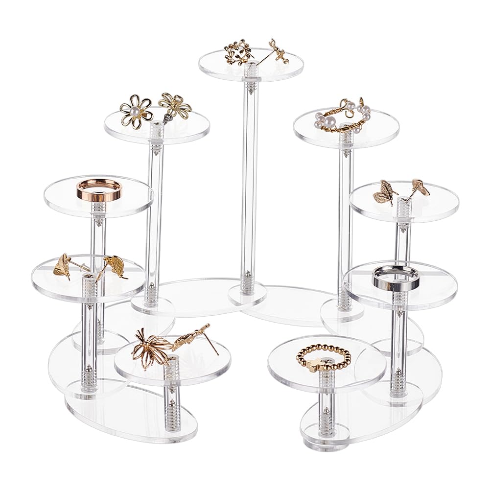 FINGERINSPIRE 9-Tier Acrylic Display Stand: Adjustable Display Riser with Protective Film - Assemble Round Stand for Party Exhibition and Cupcake Collections Storage