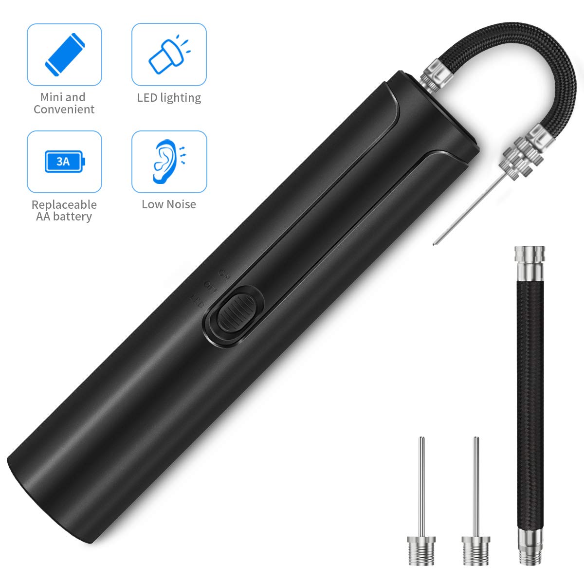 morpilot Football Pump, Electric Ball Pump with Needles, Wireless Handheld Multifunctional Automatic Fast Air Pump for Basketball, Soccer, Rugby Ball, Volleyball, Handball and other Inflatable Balls