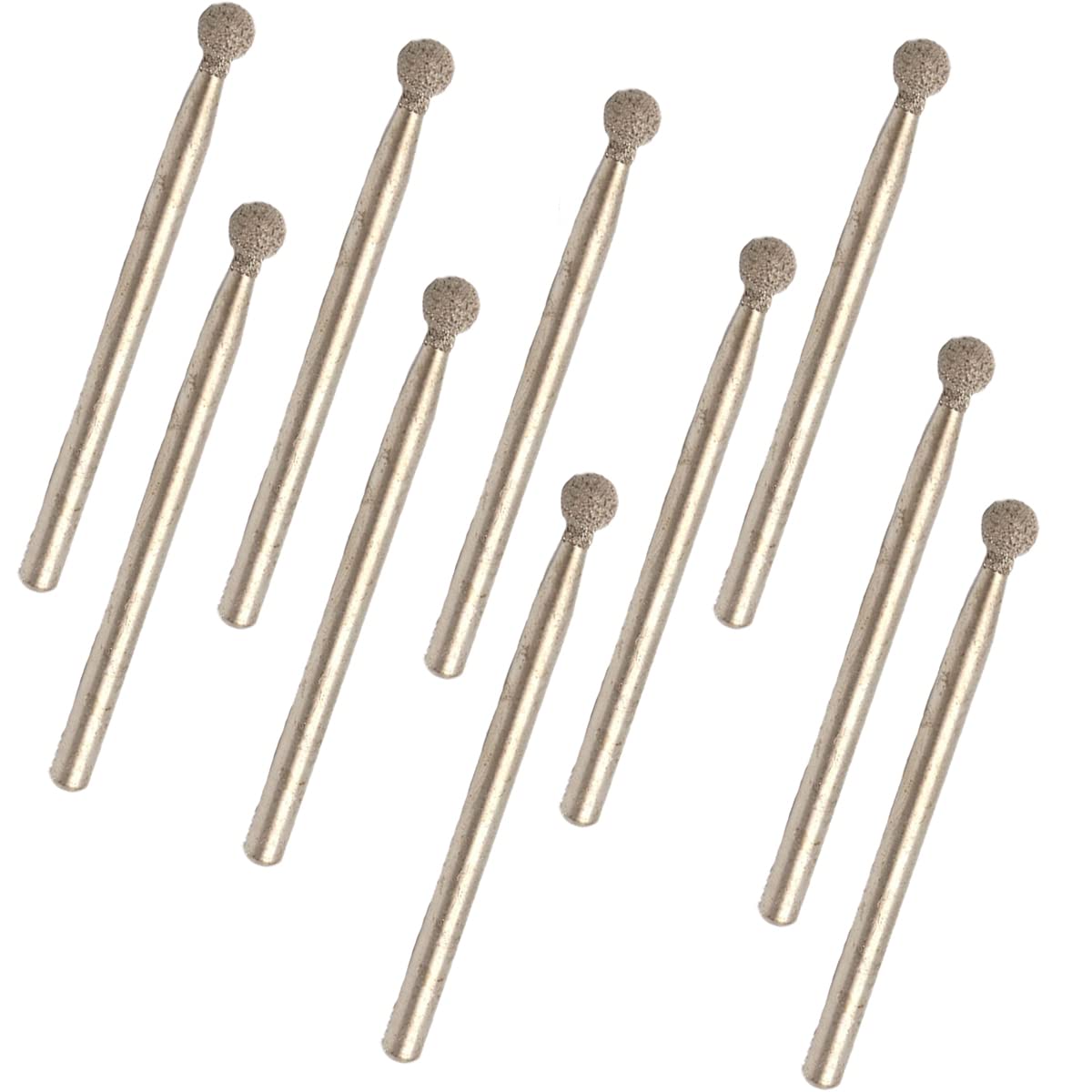 Diamond Ball Burrs Set, 3x3mm Diamond Ball Point Head Mounted Burr Drill Bits for Jewelry, Glass, Ceramic, Pack of 10