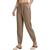 AVICHIC Women’s Linen Pants Joggers Lightweight Cotton Lounge Travel Beach Casual Linen Pants with Pockets 28"