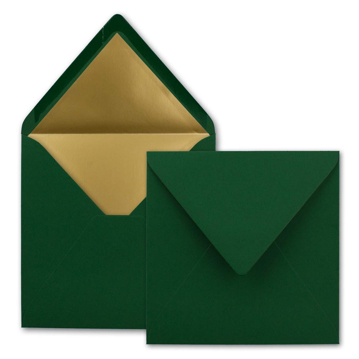 FarbenFroh by Gustav Neuser 25 Pack Square Letter Envelopes 6.1" x 6.1" Dark Green Gold Paper Lined Wet Collage