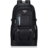 Aikelai Large 65L Expandable Travel Backpack for Men/Women,Carry on Backpack Personal Item Travel Bag Waterproof Laptop Backpack (Black)