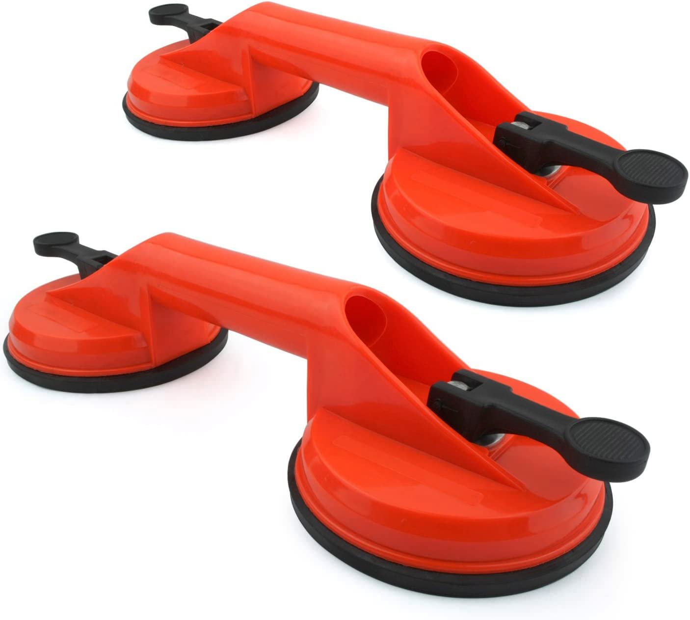 Incutex 2x Dual Cup Suction Lifters, Heavy Duty Vacuum Double Suction Pads, Glass Tiles Mirror Lifter Sucker Carrier, 220 lbs Lifting Capacity, Orange