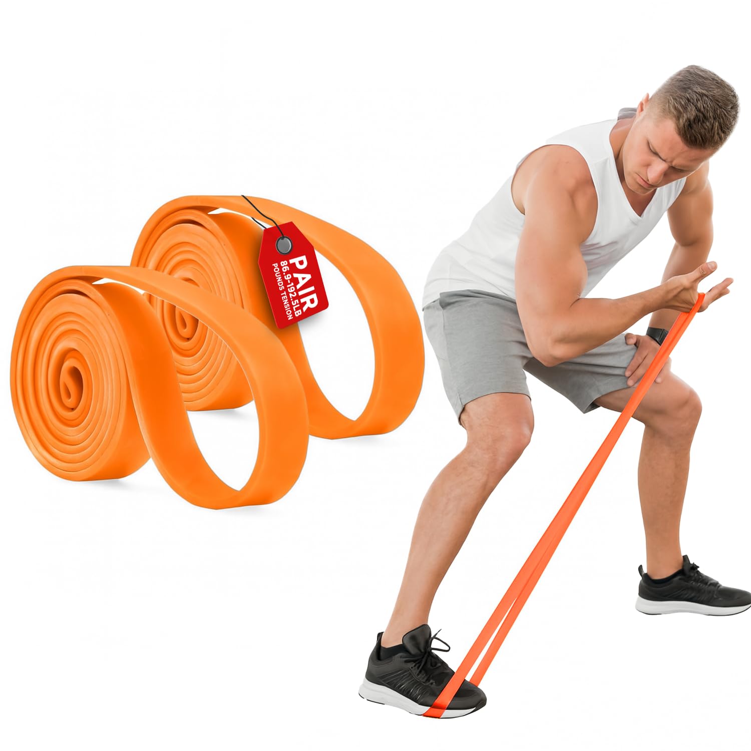 EliteFTS Pro Resistance Band 2 Pack - Boost Core Stability and Flexibility with This Portable, Joint-Friendly Tool - 41" Long (PRO Light Resistance Band, Orange)