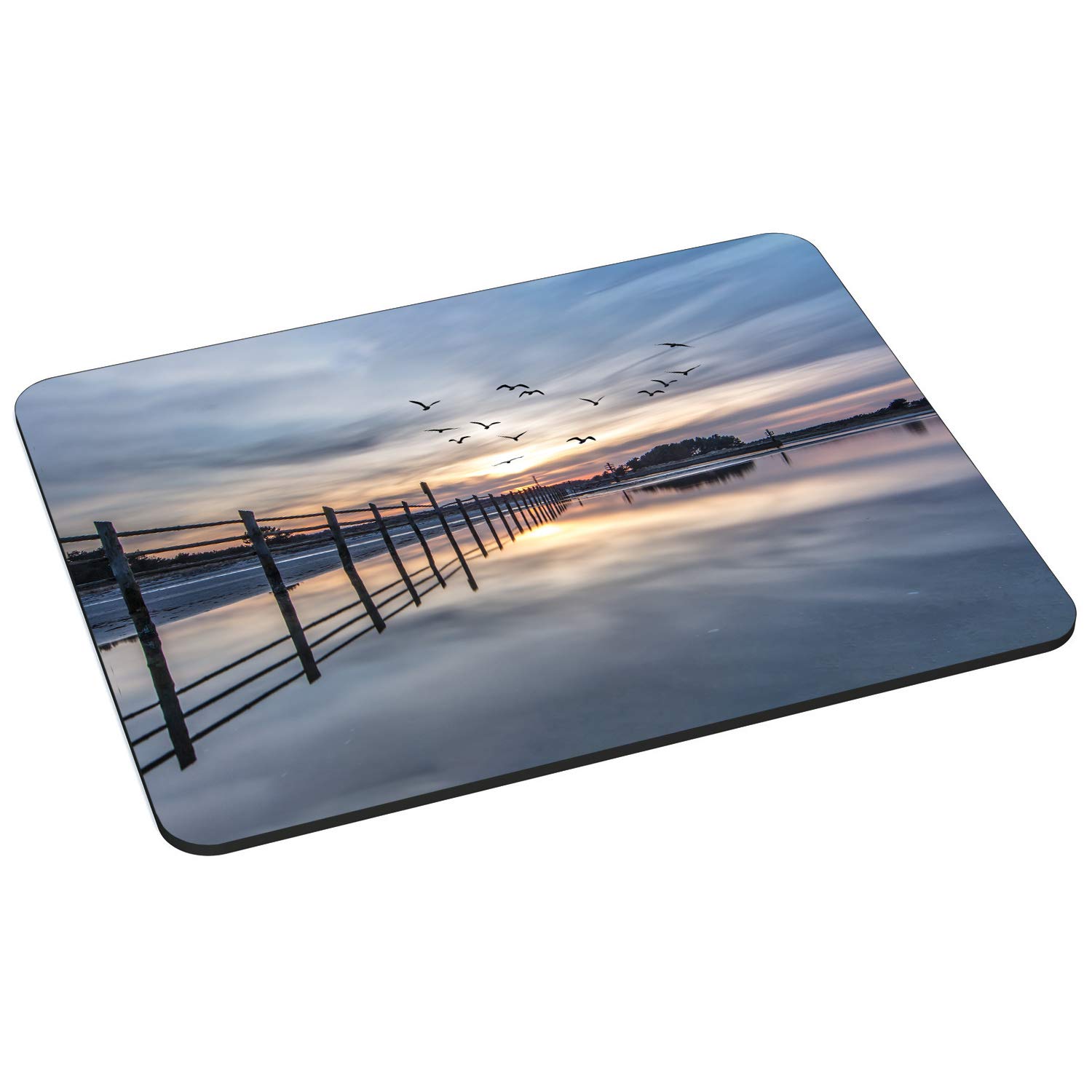 Pedea Gaming and Office Mouse Mat - 220 x 180 mm - with Stitched Edges and Non-Slip Base - Coastline
