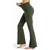 Maxbee Flare Yoga Pants with Pockets for Women, V Crossover Flare Leggings Tummy Control, High Waist Bootcut Yoga Leggings