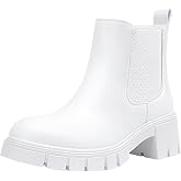 Vepose Women's Chunky Platform Chelsea Ankle Boots, Slip On Design | Comfortable dressy booties,memory foam insole and elastic side panels,polished styling for work and weekends