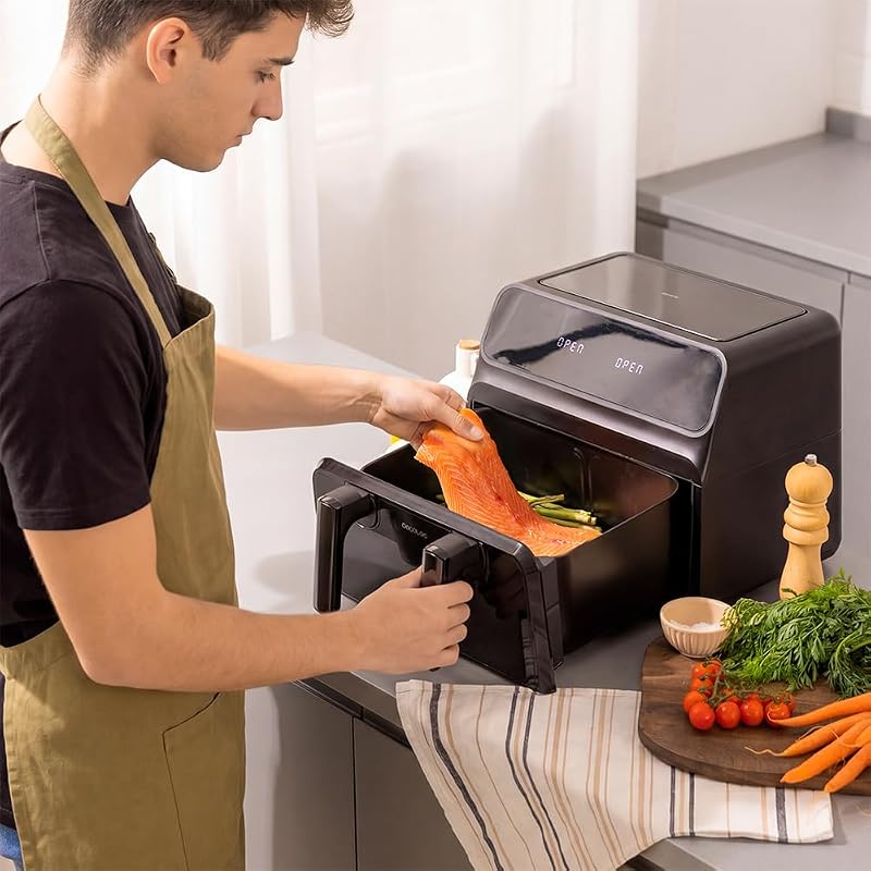 Friggitrice ad Aria Cecofry Advance 9000 Window Plus. 9L o Doppio Cestello 4,5L, 2200W, Temperatura Duale, 8 Menu, Pannello Touch, Finestra Visione, Cottura Rapida Uniforme