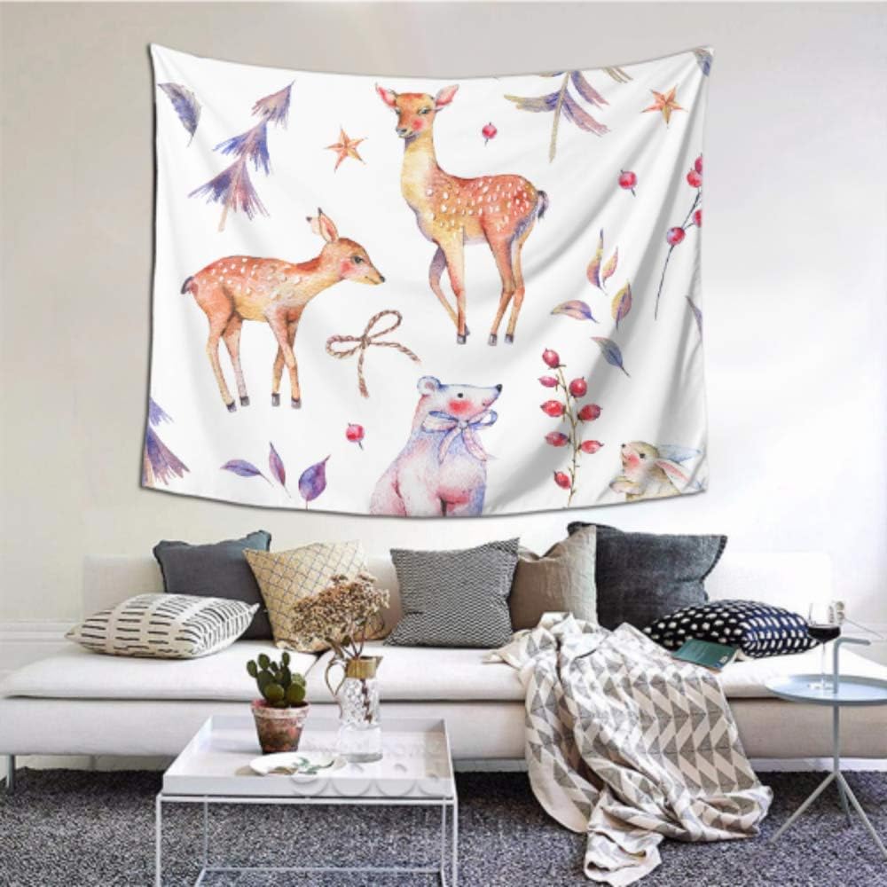 Xiexhome Office Wall Decor For Women Deer Mom And Deer Baby Custom Wall Tapestry 60x51 Inches 152x130cm Wall Hanging Art Home Decor Polyester For Living Room Bedroom Dorm Amazon Co Uk Kitchen Home