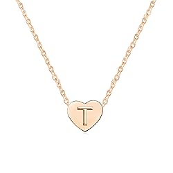 MiniJewelry Rose Gold Love Heart Initial T Letter