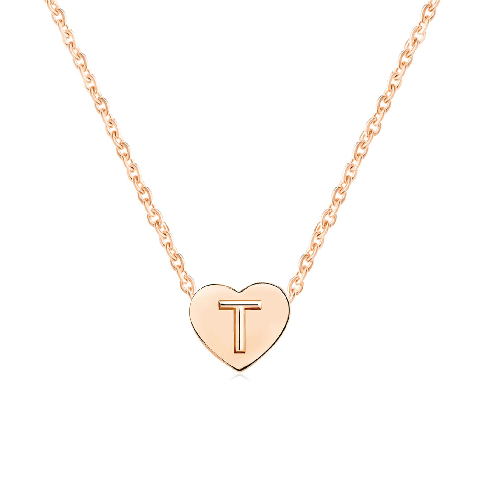 MiniJewelry Rose Gold Love Heart Initial T Letter
