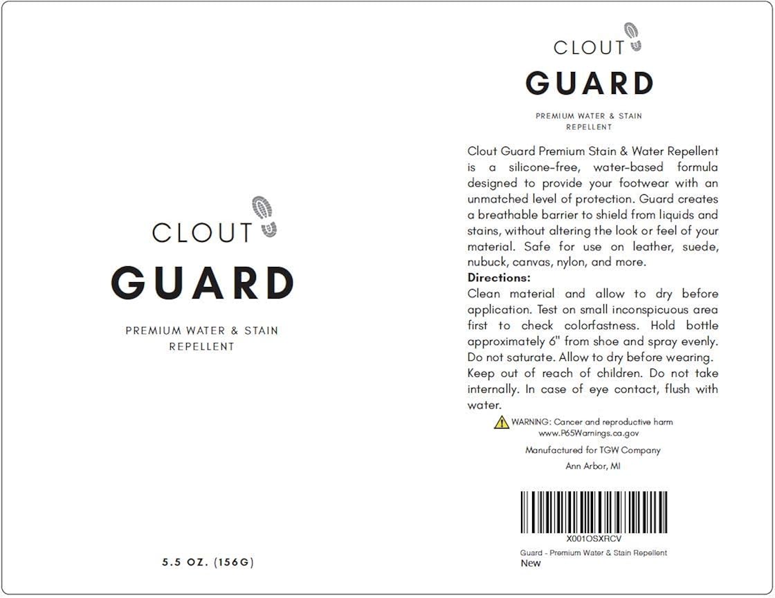 Clout Guard - Premium Water and Stain Repellent - Waterproof and Protect Suede, Leather, Nubuck, Fabric, Nylon, Polyester and More - Sneakerhead Protector for All Sneakers, Shoes, Boots, Accessories: Shoes