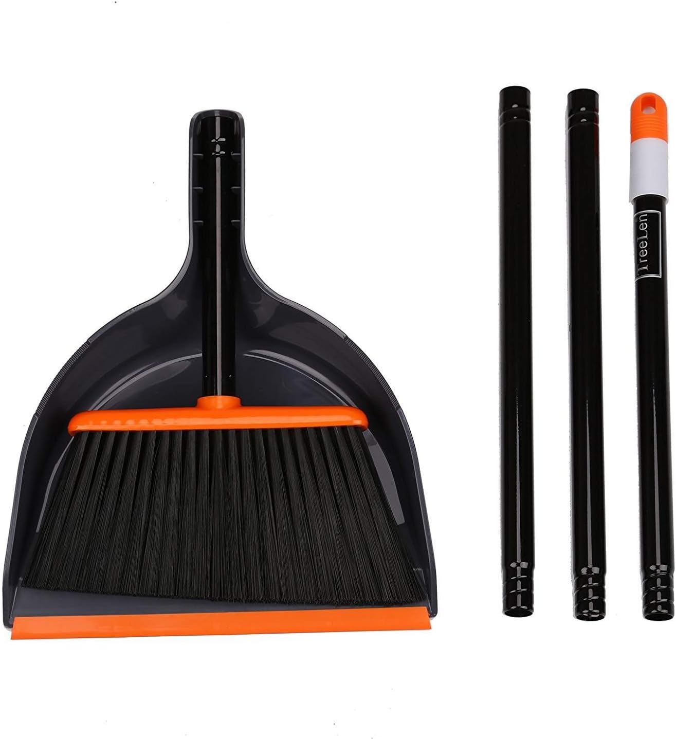 TreeLen Angle Broom and Dustpan Set, Dust Pan Snaps On Broom Handles Orange: Kitchen & Dining