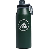 adidas 1 Liter (32 oz) Metal Water Bottle, Hot/Cold Double-Walled Insulated 18/8 Stainless Steel, Green Oxide/Onix Grey/Silver Metallic, 32 Ounces