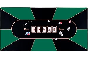 PLAYWUS 48 x 24 Inch Poker Mat, Smooth & Easy Cleaning Foldable Poker Table Top with Storage Bag, Non-Slip Rubber Texas Hold'em Poker Mat for Table for Blackjack, Casino, Gambling Games (Green)