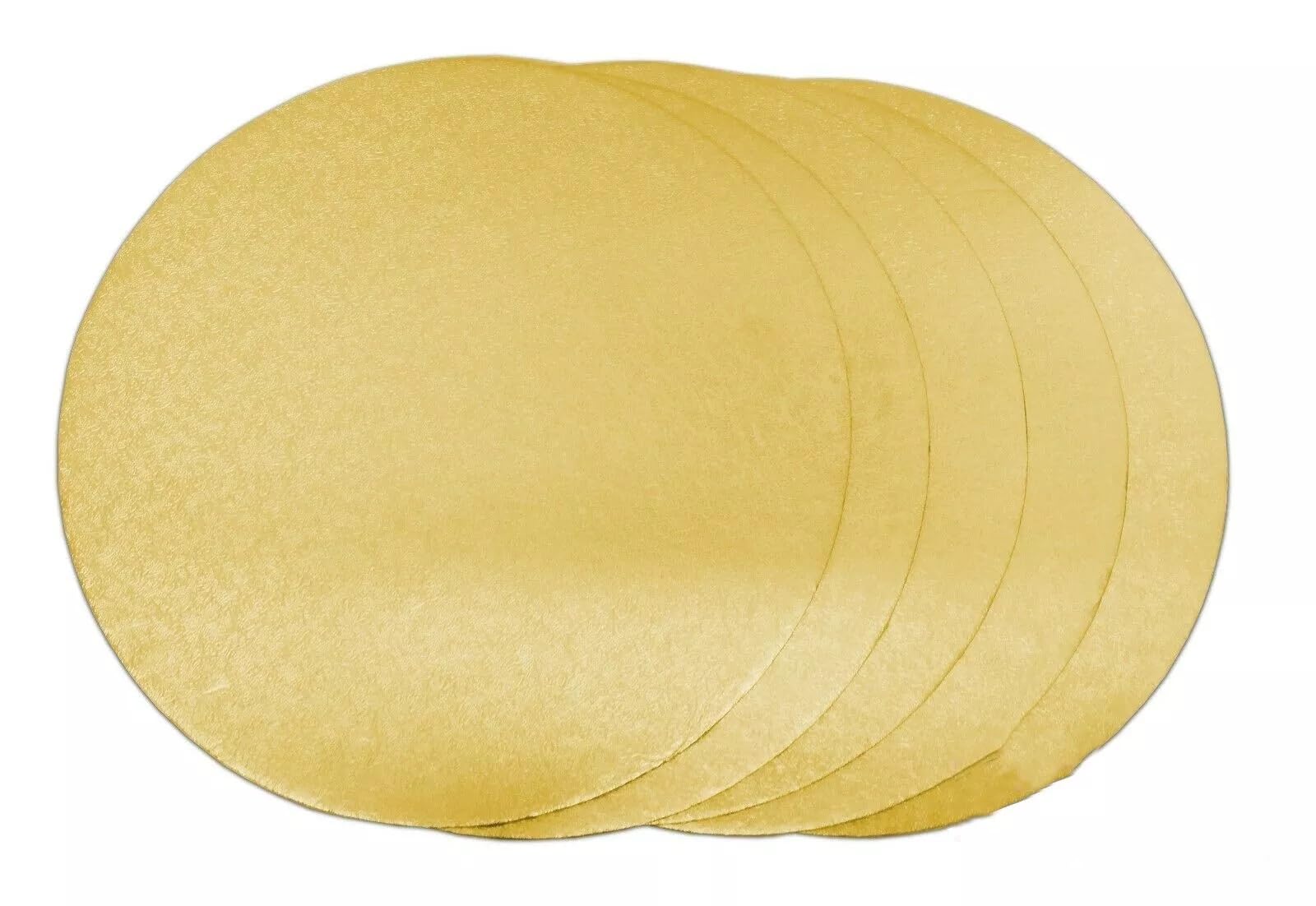 EliteKoopers 10 inches Round Shape Gold 2MM Thickness Cake Board Cake Display Base MDF Hardboard (Pack of 5)