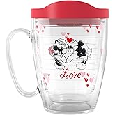 Tervis Disney - Mickey & Minnie Valentines Made in USA Double Walled Insulated Tumbler Travel Cup Keeps Drinks Cold & Hot, 16oz Mug with Handle, Classic