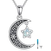 925 Sterling Silver Urn Cremation Necklace for Ashes, Hummingbird/Elephant/Moon Star/Paw Print Urn Pendant Memorial Necklaces Keepsake Animal Jewelry Gift for Women Dog Cat Pet Lovers