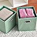 VC CUCINE Foldable 6 Packs Light Green Cloth Fabric Storage Drawers Bins,Collapsible Basket Cube for Home Closet Bedroom Containers Set With Two Mental Handle