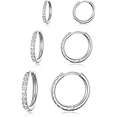 Gemsme 316L Surgical Stainless Steel Hoop Earrings,18K Gold Plated Huggie Hoop Cartilage Earrings Cubic Zirconia Hypoallergenic Set for Women Men