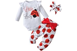 Newborn Baby Girls Clothes Outfit Infant Print Top Romper Pant Headband 3Pcs Clothing Set