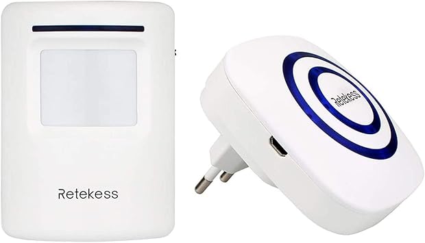 Retekess T801 Glockenspiel Pir Bewegungsmelder Drahtloser Turklingelsensor 38 Melodien 3 Bande 70m Fur Home Shop Store Garage Garten Supermarkt Kunden Haustierdetektor Weiss Amazon De Baumarkt