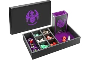 WUNHUNEW DND Dice Tray & Tower Storage Box, 4 in 1 D&D Dice Holder Case (Dice Rolling Tray, Dice Roller Tower, Dice & Miniature Storage), Great RPG Accessories Gifts for Dungeons and Dragons MTG DM & Player