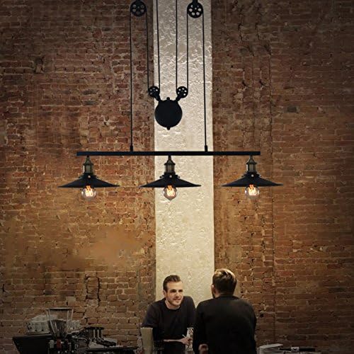 Pathson Industrial Vintage Loft Bar Victorian Rise And Fall Ceiling Pendant Light Fittings Metal Ceiling Lamp Cluster Chandelier Hanging 3 Lights Fixture For Dining Room Living Room Kitchen Black Amazon Co Uk Lighting
