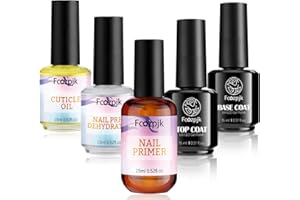 FCOZPJK Fcozjpk Nail Dehydrator and Primer with Gel Base & Top Coat Set Cuticle Oil, 5PCS Nail Prep Kit for Acrylic and Gels Nail Polish No Wipe Gel Top Coat Manicure Bonder Liquid Nails Tech Must-have Set