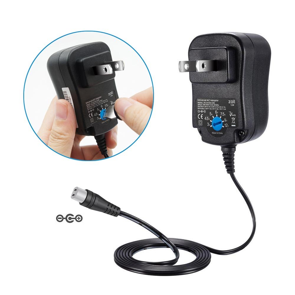 Zolt 12W Universal AC DC Adapter, Multi Voltage 3V 4.5V 5V 6V 7.5V 9V 12V 1A 1000mA Switching Power Supply for Household Electronics Routers Speakers LCD CCTV Cameras