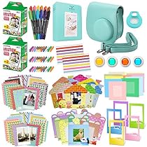Xpix 135Pc. Fujifilm Instax Mini 8/8+ (Green) Accessory Kit &ndash; includes 40 Instax Film, Case, Album, selfie mirror, 4 colored close up filters, 40 film frames, 12 color markers & Complete Bundle