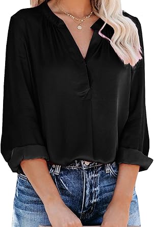 black v neck chiffon top