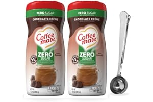 Chocolate Crème Zero Sugar Powdered Creamer, 10.2 oz Canister (2-Pack) with Direct Coffee Tea Est 2019 Barista Spoon Clip – Non-Dairy, Gluten-Free, Sugar-Free for Rich, Chocolatey Flavor