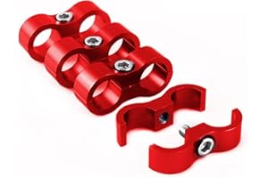 PAIMOHO 12AN Hose Separator Clamp Aluminum Fuel Line Mounting Clamp Divider Hose Fitting Adapter Fit for 3/4 Fuel Line, Brake Line, Oil Line, Water Pipe and Gas Line Red 4PCS