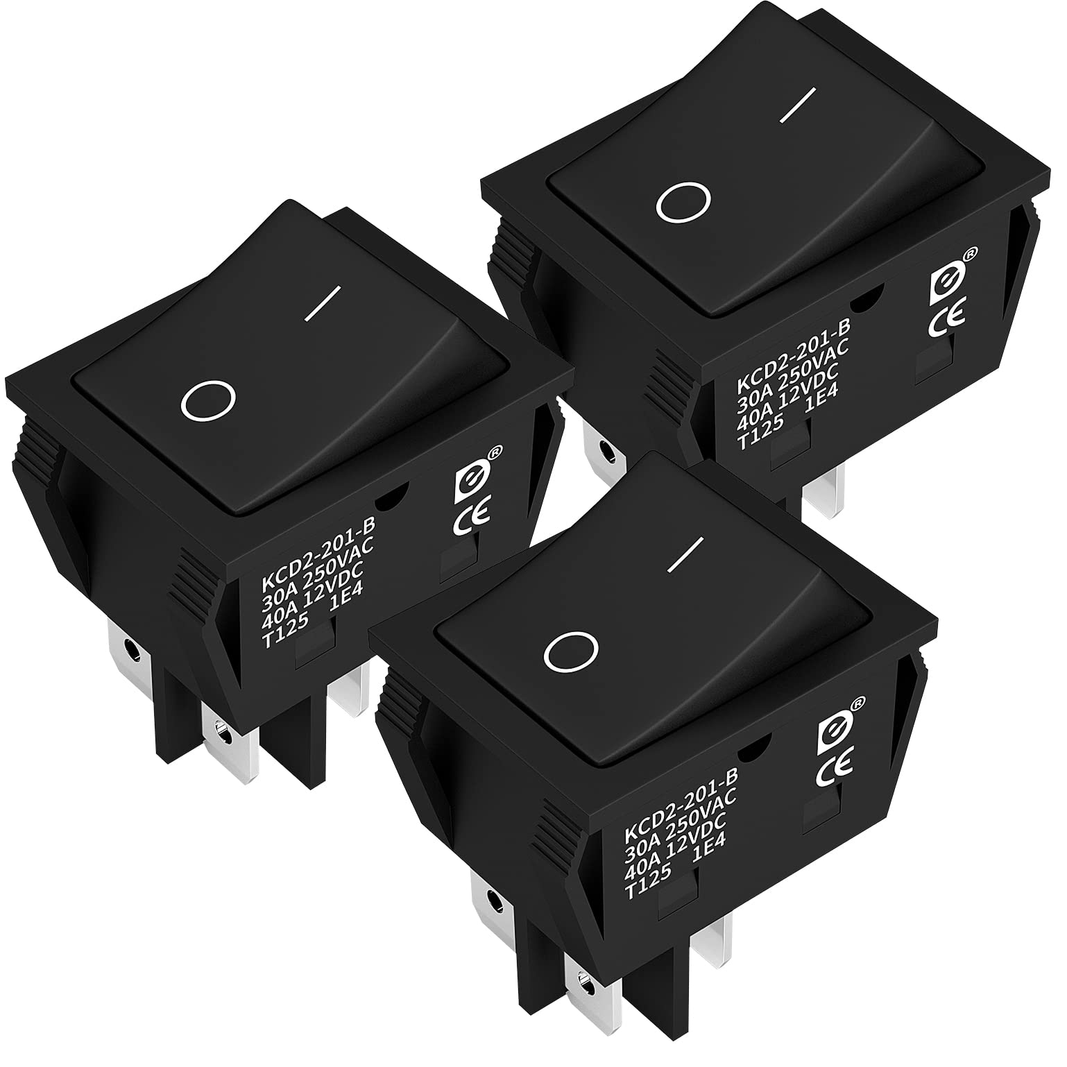 Photo 1 of DaierTek DPST KCD4 Rocker Switch 40A 12V DC 4 Pin 2 Position Switch ON Off Toggle Switch 30A 250V AC 120V T125 KCD2 Boat Rocker Switch -3Pcs
