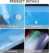GoodtoU Plastic Wallets A4 Folders with Popper 6 Pack view 5