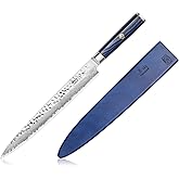Cangshan KITA Series 10-Inch Sashimi Knife with Sheath, High Carbon X-7 Damascus Steel, 501479
