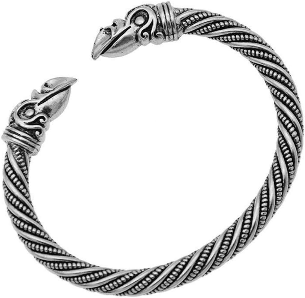 Weryffe Crow Shape Viking Bracelet Cuff Bangle Viking Bracelet Men Jewelry Vintage Teen Crow Bracelets Viking Bangles For Women (Silver Color)