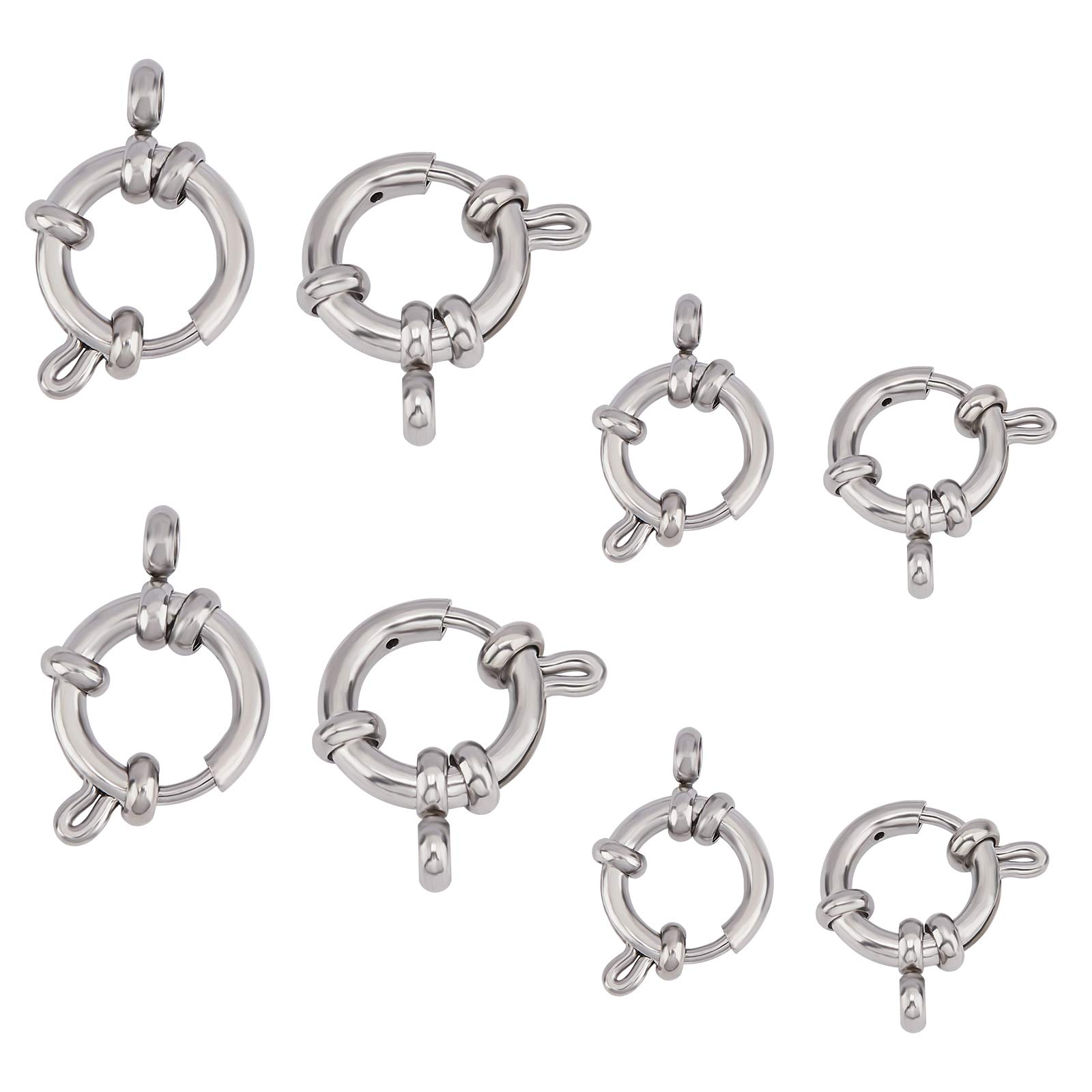 UNICRAFTALE 10pcs 2 Sizes 10mm/12mm Spring Clasps Stainless Steel Spring Ring Clasps Closed Ring Clasps Smooth Surface Clasp Connector Findings for DIY Jewelry Making, Stainless Steel Color