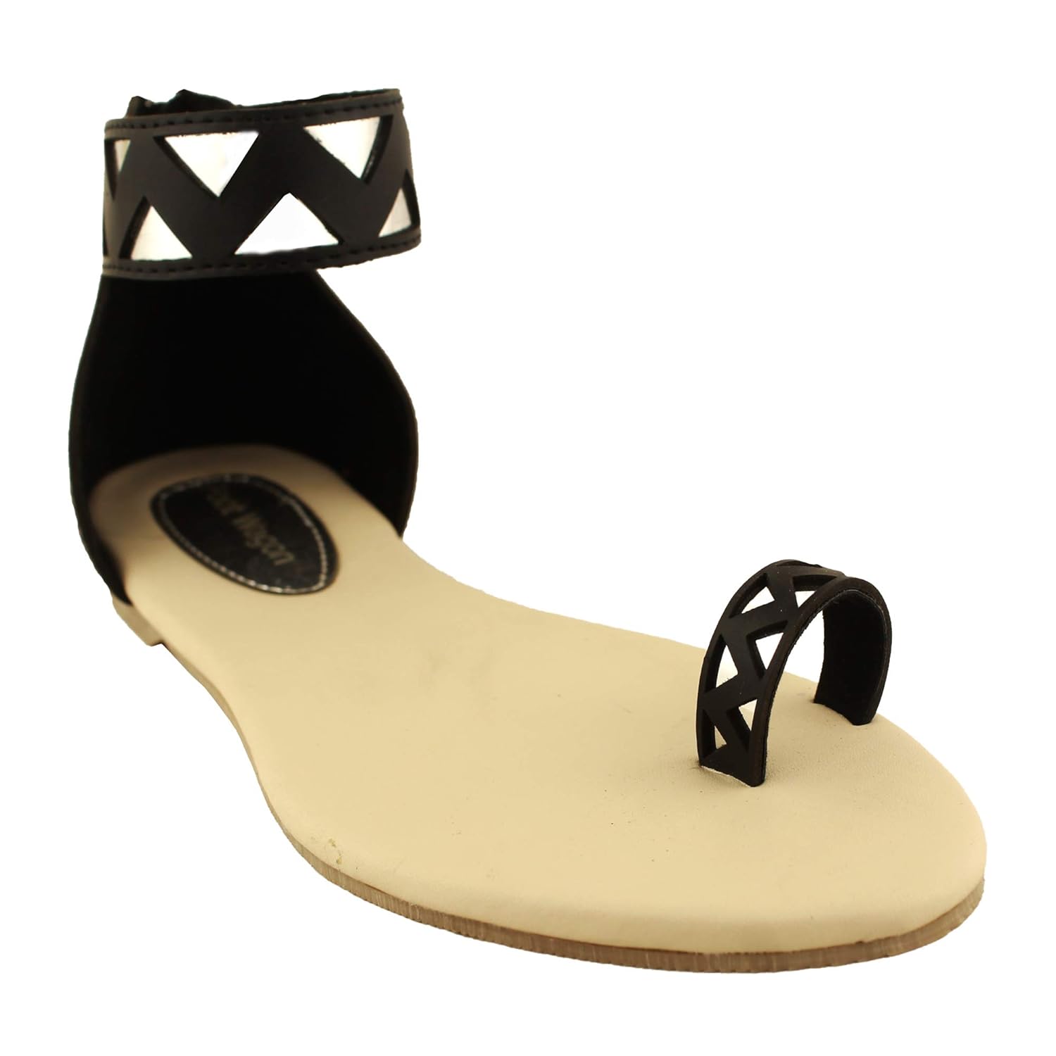 cream and black flats