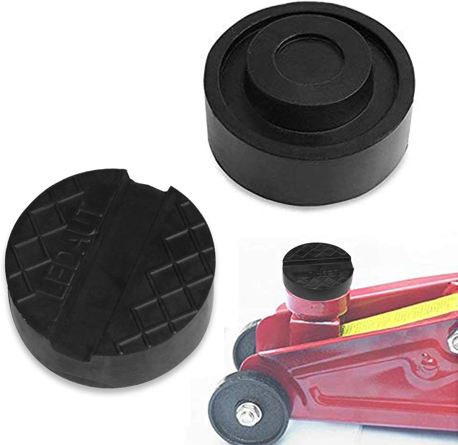 Robust Rubber Jack Pads 2 Pcs ZHUBANG Black Rubber Pads with Grooves