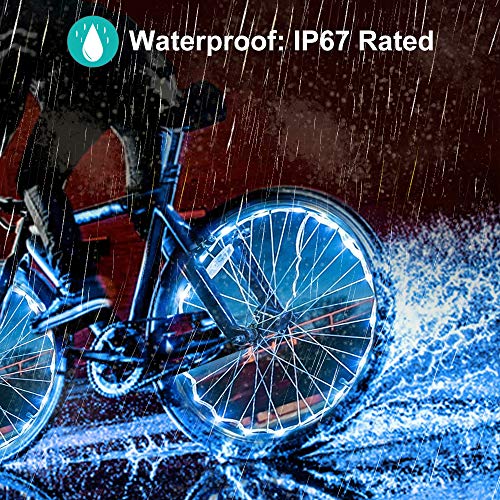 HOOMIL LED Bike Wheel Lights with Batteries 7 Colors in 1 Light Waterproof RGBW LED Bicycle Wheel Lights Ultra Bright Tire Spoke Light Bike Decorations Lights for Wheels (1-Tire Pack)