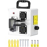 DIHOOL RV Outdoor Outlet Box with 30 amp NEMA TT30, 20amp L5-20 Receptacles and Type A 40 amp 30ma GFCI Circuit Breaker, Pre Wired, 125V Portarble Temporary Power Distribution Box, IP44 Waterproof