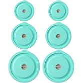 Replacement Lids for Pyrex 7200-PC 2 Cup and 7201-PC 4 Cup and 7402-PC 6/7 Cup, Silicone Round Storage Cover Lid for Anchor Hocking Glass Bowl 6 Pack Turquoise