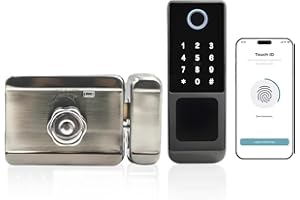 WE TECHNOLOGY 5-in-1 Smart Gate Lock: Fingerprint Touch, Remote Tuya App, PIN Keypad, IC Card & Key | Heavy-Duty Waterproof Rim Door Lock for Outdoor Fence, Airbnb, DIY Install